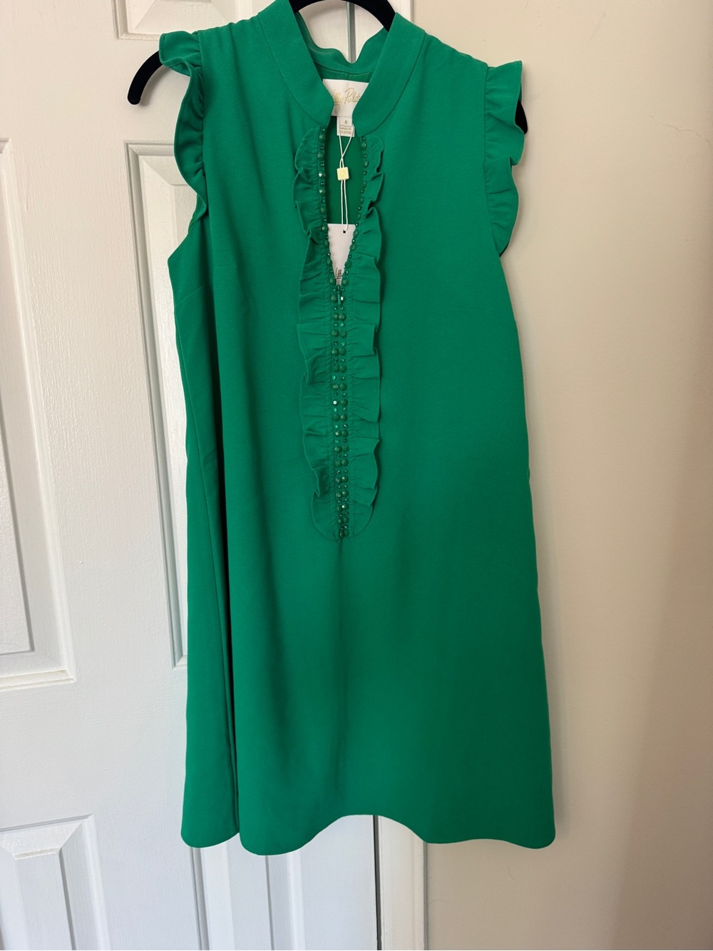 Lilly Pulitzer Green Ruffle Front Sleeveless Dress size 6